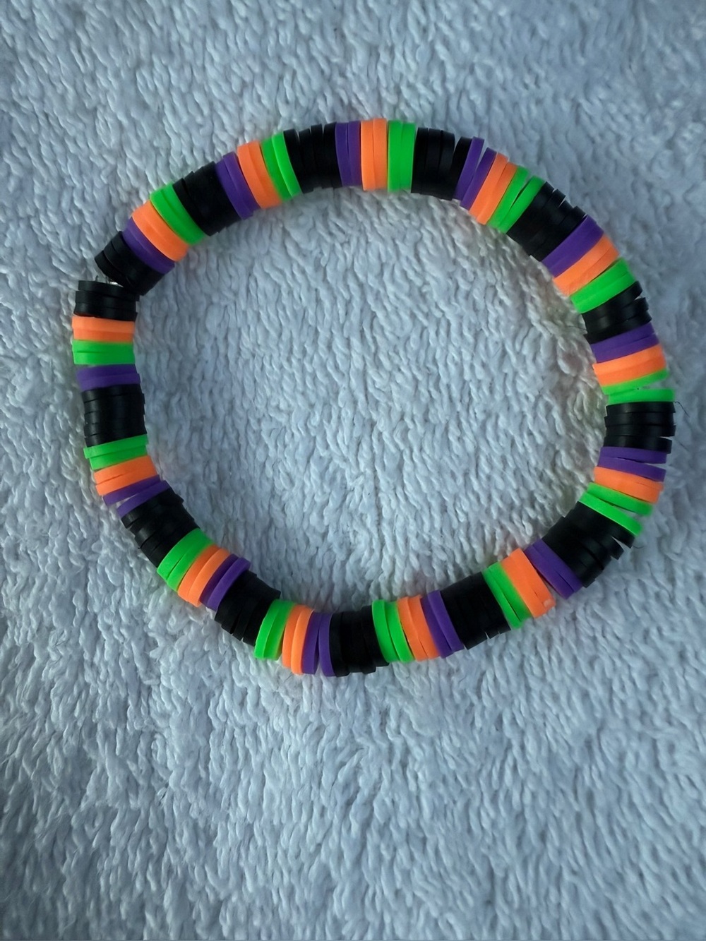 Kids Black, Green, Orange & Purple Beaded Stretch Bracelet